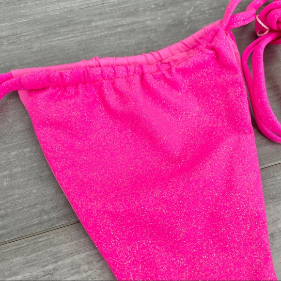 Frankie’s Bikinis Neon Pink Glitter Bikini NWT - Picture 8 of 16